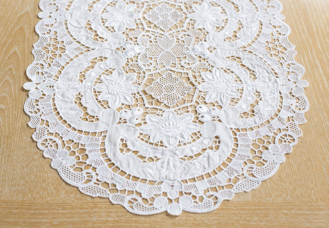 Ранер мереживний 40*168см Heritage Lace, колір -  молочний білий 445-291 - 0
