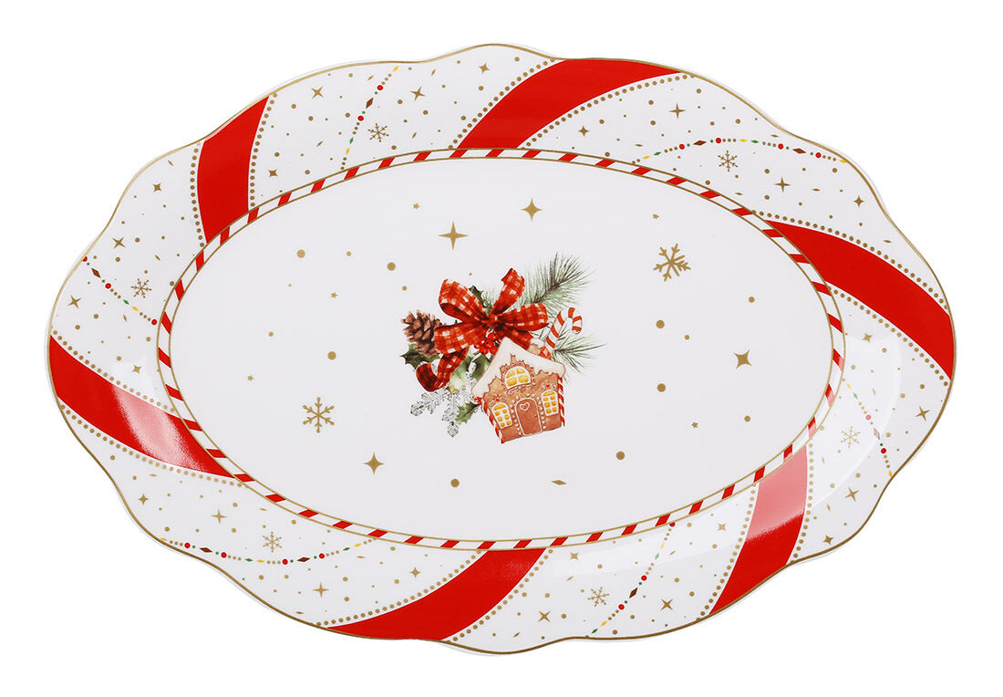 Тарілка порцелянова з хвилястим краєм D28*3см. Серія Christmas Ribbon 498-351 - 0