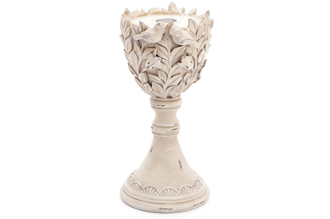 Декоративний свічник Лавровий букет, 21см, колір - зістарений білий 440-812 оптом