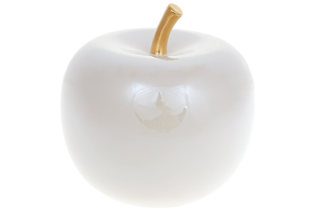 Декоративне яблуко 16.5см, колір - білий перламутр із золотом FG2-322 оптом