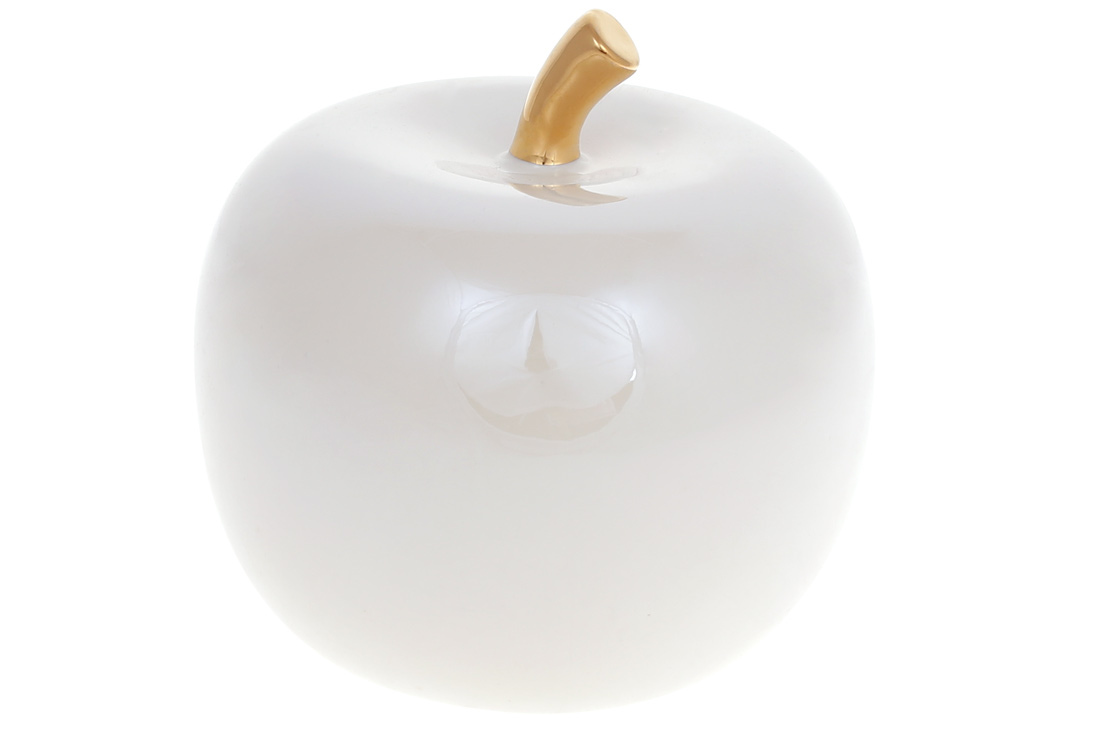 Декоративне яблуко 12.5см, колір - білий перламутр із золотом FG2-325 оптом