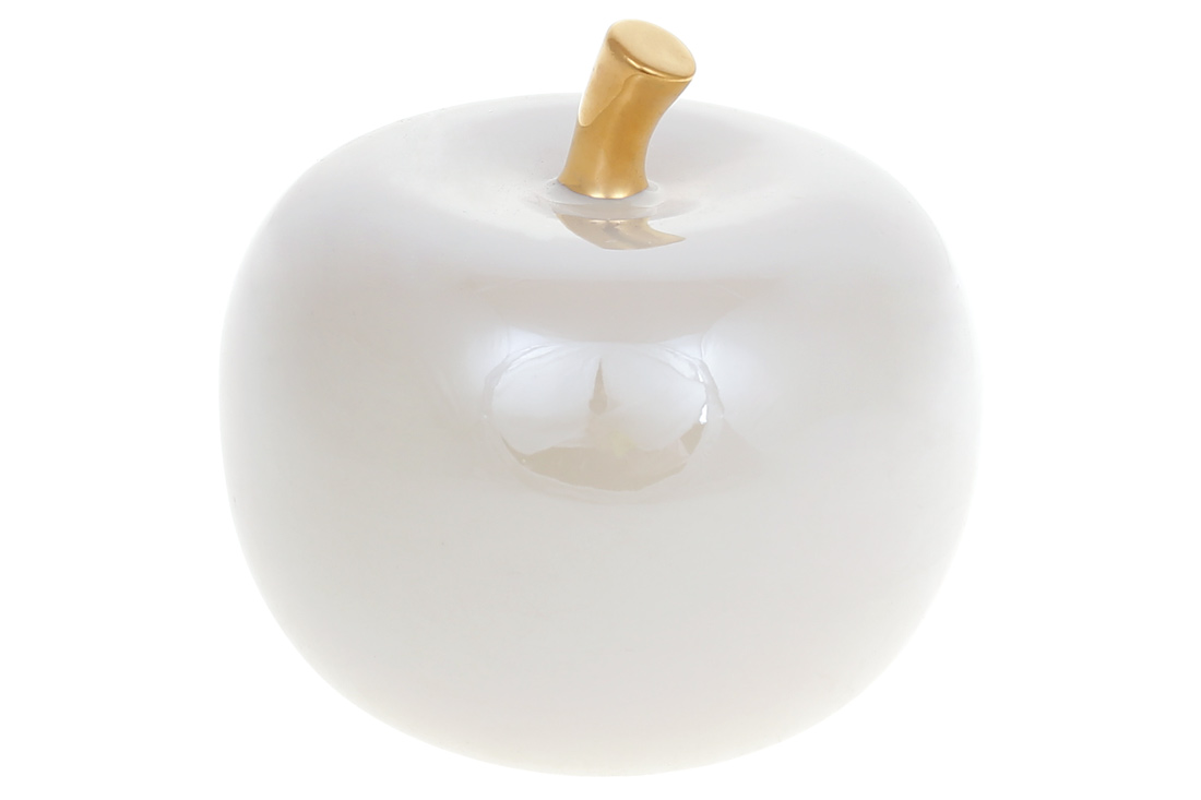 Декоративне яблуко 10.5см, колір - білий перламутр із золотом FG2-329 оптом