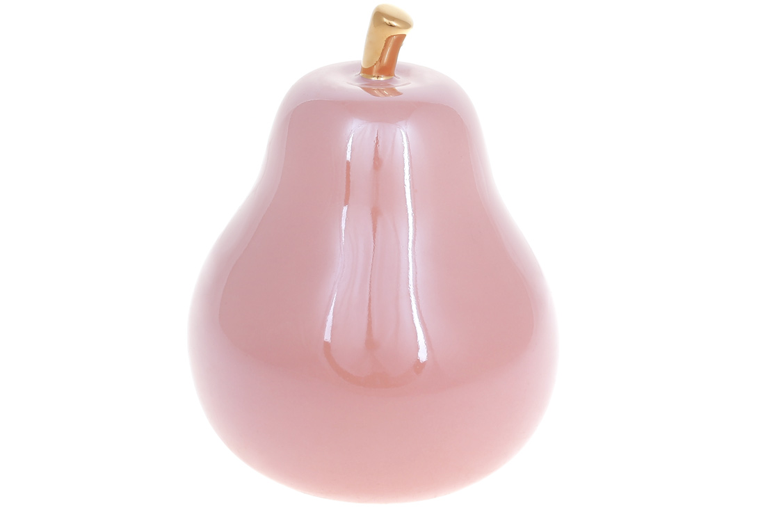 Декоративна груша 15см, колір - рожевий перламутр із золотом FG2-358 оптом