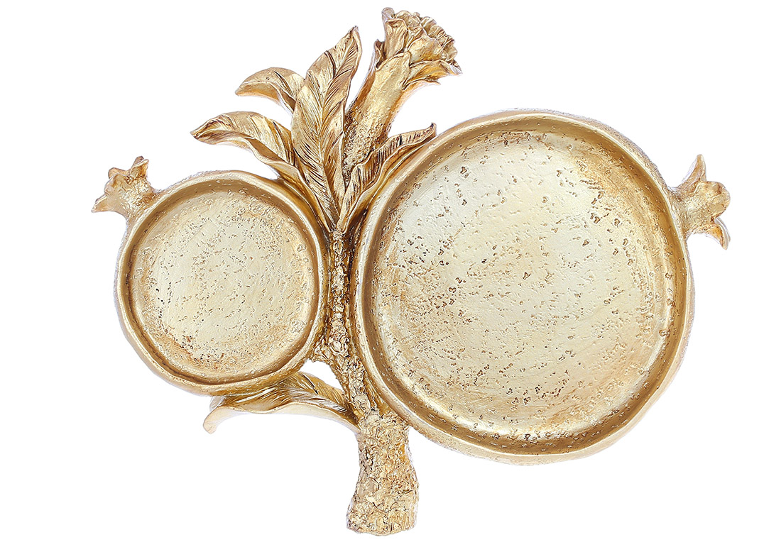 Підставка для прикрас - блюдо у формі гранату 20*16.4*2см, колір - класичне золото 455-009 оптом