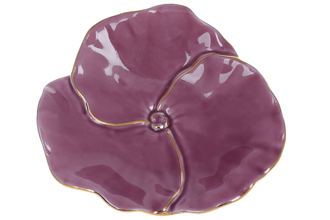 Тарілочка для прикрас порцелянова Квітка, 11см, колір - глибокий рожевий із золотом 727-491 оптом