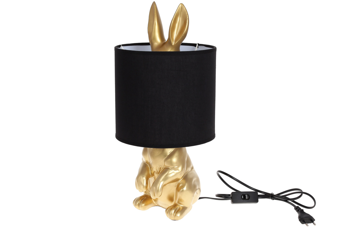 Лампа настільна 43см з декоративною основою Кролик та тканинним абажуром, колір - чорний із золотом 232-705 оптом