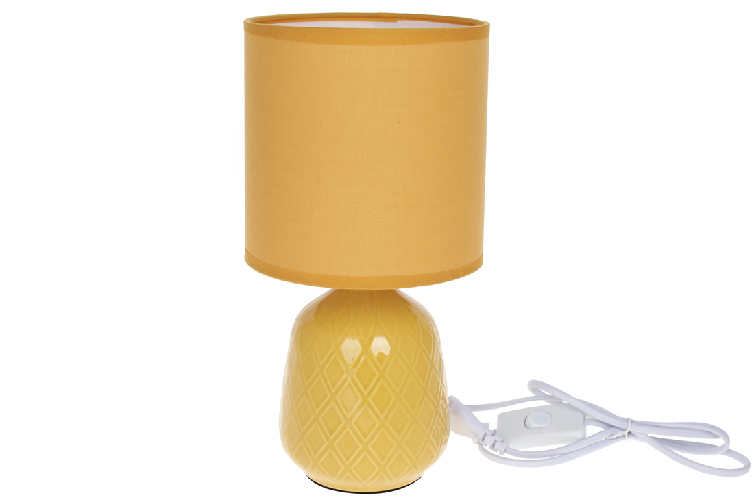 Лампа настільна з керамічною основою та тканинним абажуром, 30см, колір - жовтий 491-350 оптом
