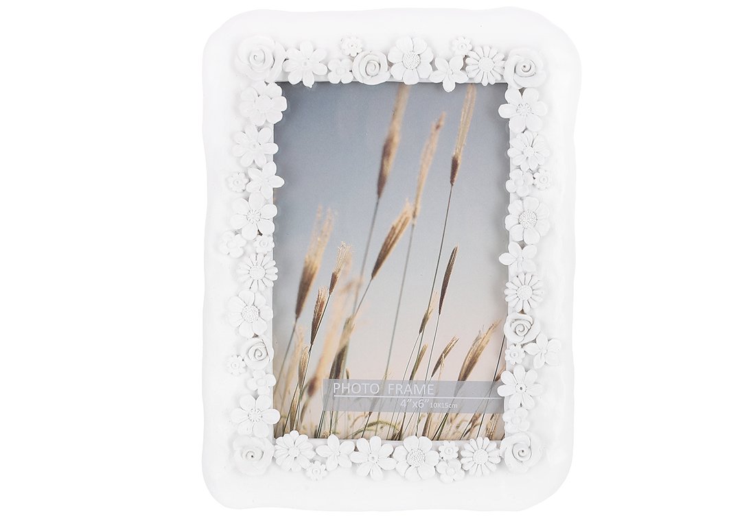 Рамка для фото розміру 15*20.6см у стилі Прованс з об'ємними кольорами, колір - білий 455-004 оптом