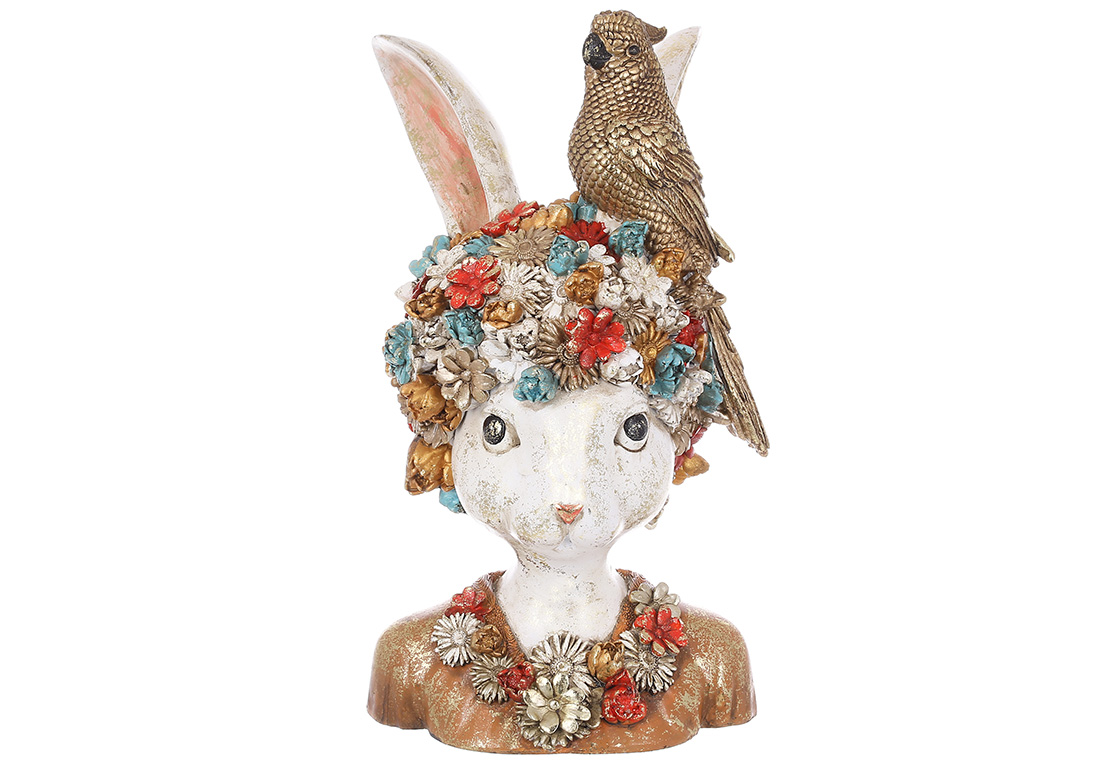Декоративна статуетка Кролик з папугою 16*17*35см 419-312 оптом