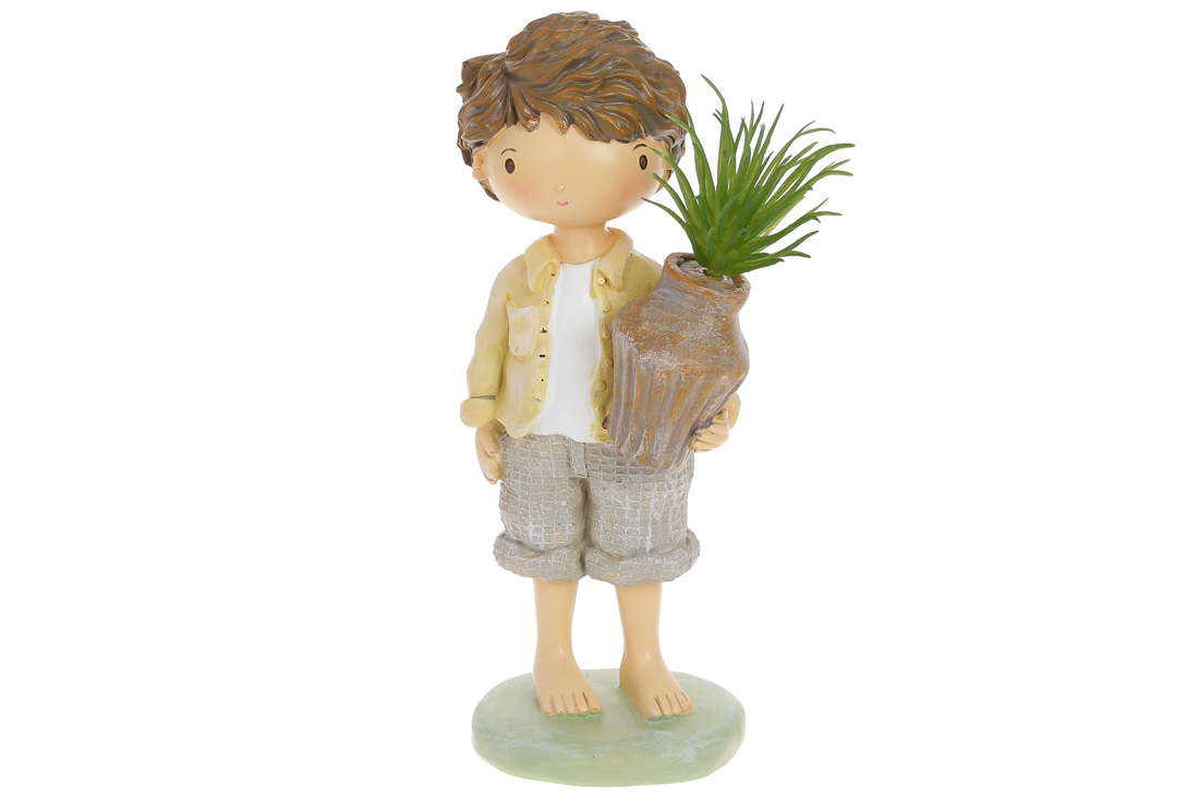 Декоративна статуетка Хлопчик з квіткою, 20см
