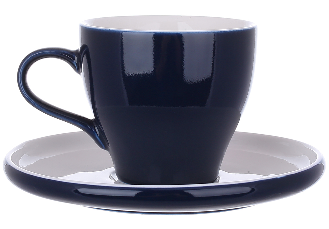 Кавовий набір чашка з порцеляновим блюдцем Belle, 200мл, колір - білий з синім 991-011 оптом