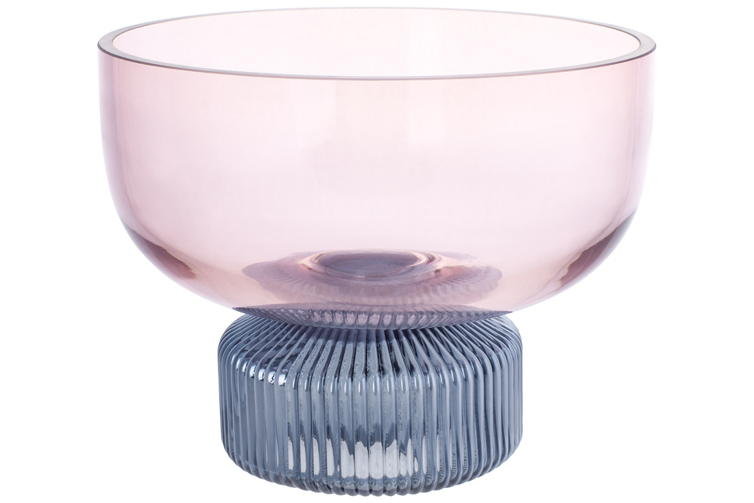 Фруктівниця скляна Carol 20*15см, колір - рожевий з блакитним 420-124 оптом