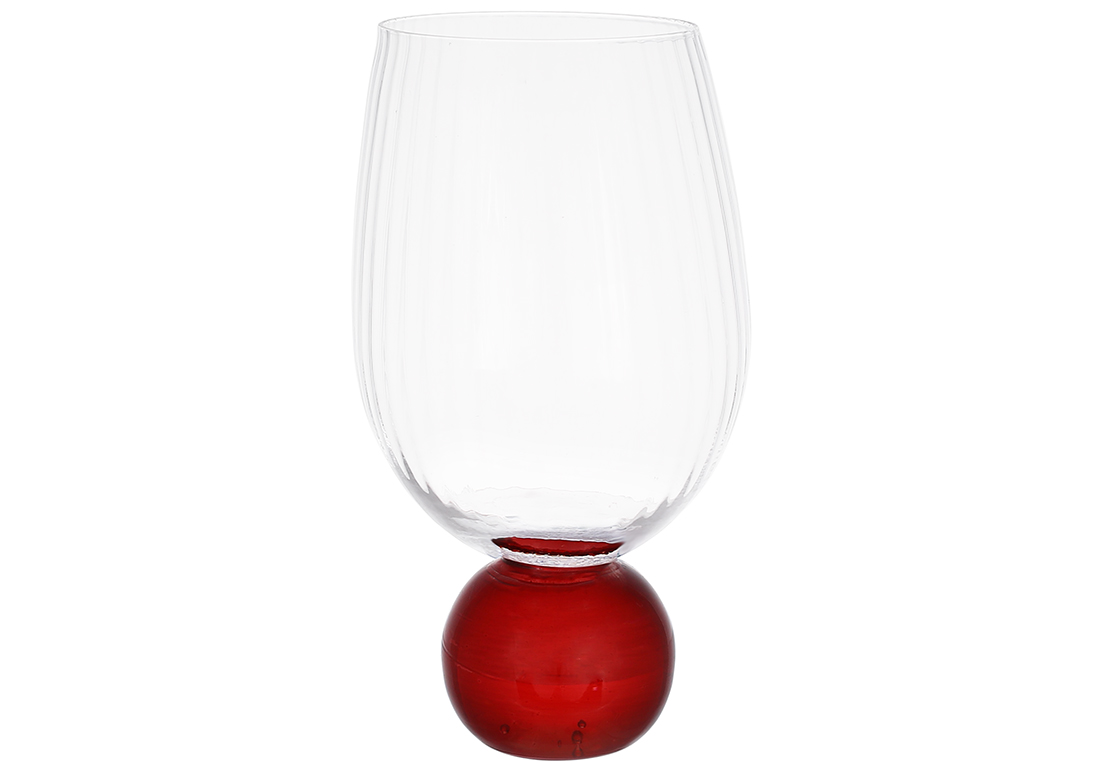 Склянка на червоній ніжці-кулі Bauble 450мл, скло 992-100 оптом