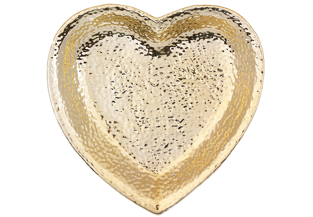 Декоративне порцелянове блюдо у формі серця 18см, колір - золото 727-571 оптом