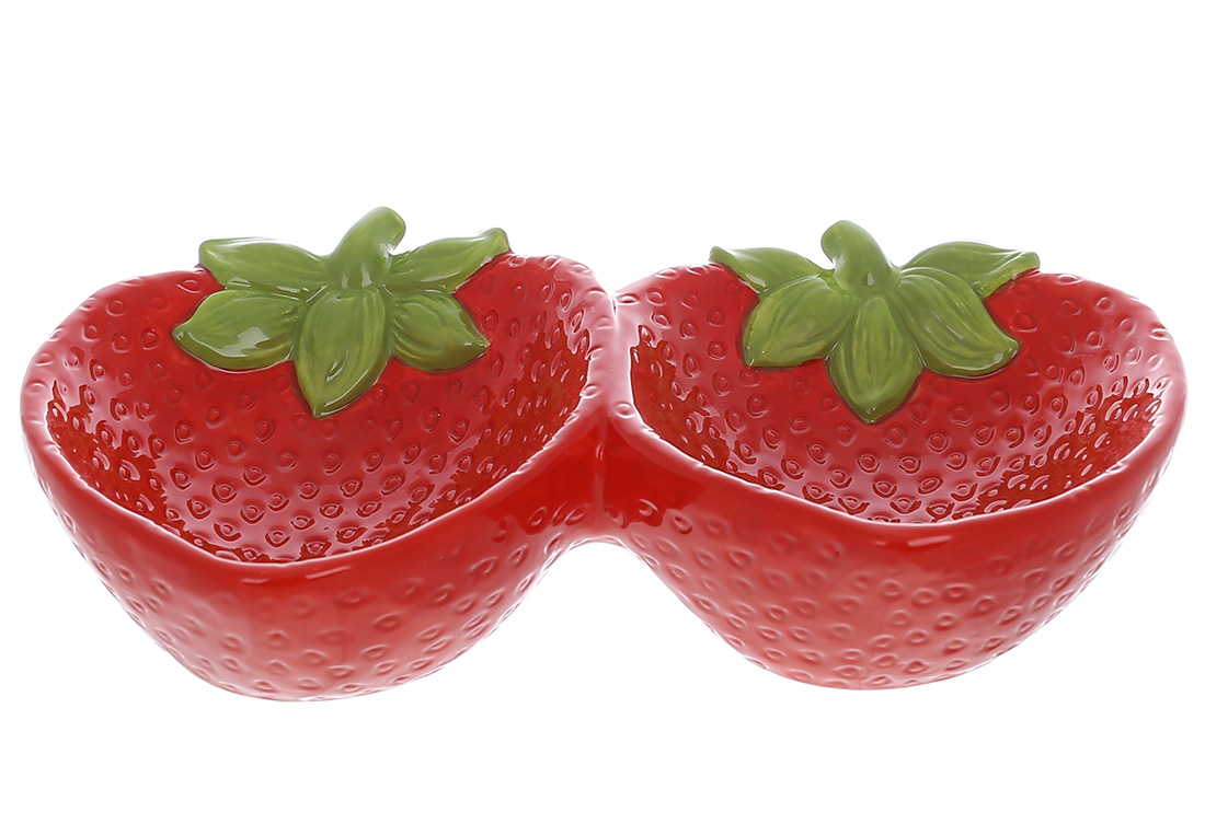 Менажниця керамічна Strawberry, 21.2см, колір-червоний