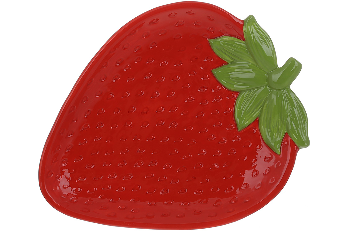 Тарілка керамічна Strawberry, 26*20.5*3см, колір-червоний