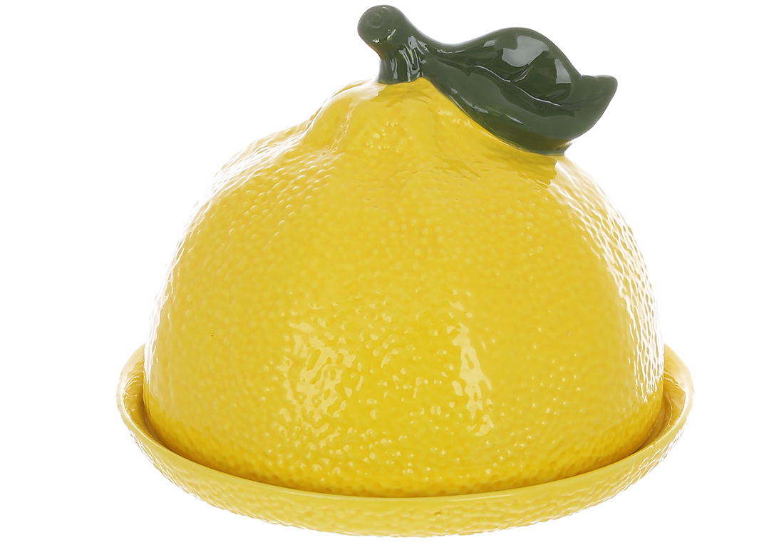 Масляна керамічна Lemon, D17*14см, колір-жовтий 928-070 оптом