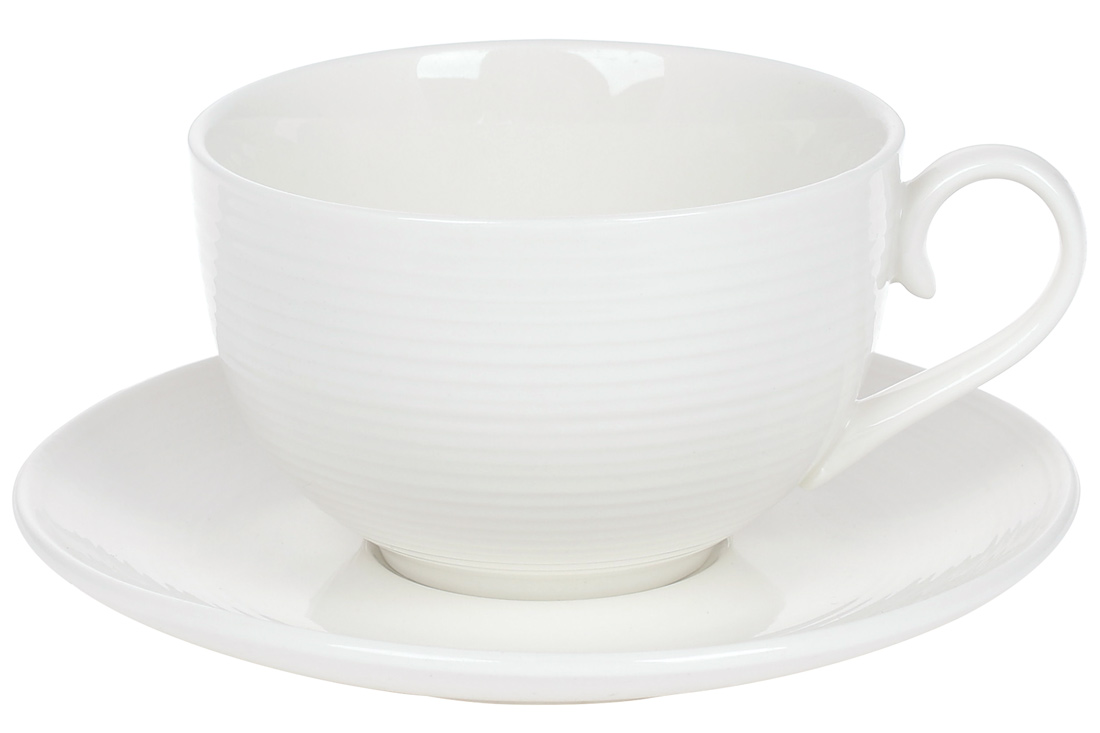 Чайна пара: чашка порцелянова 310мл із блюдцем, колір - білий 988-277 оптом