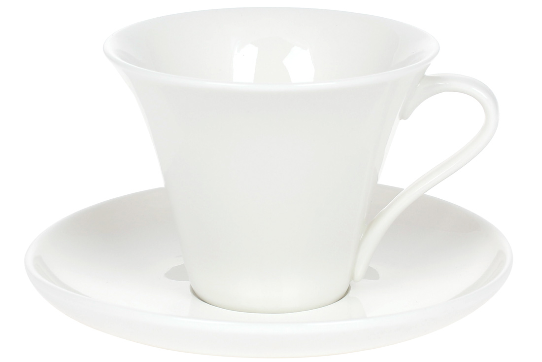 Чайна пара: чашка порцелянова 260мл із блюдцем, колір - білий 988-278 оптом