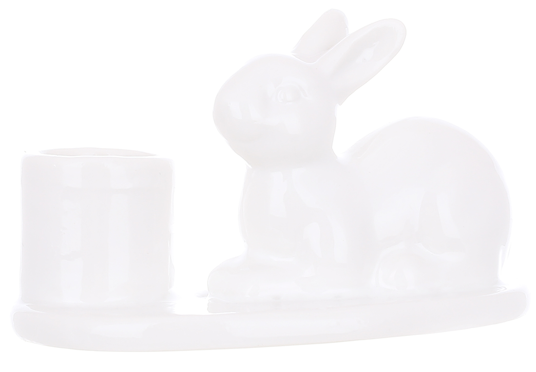 Свічник керамічний Кролик 10*6.5*6.5см, колір - білий 733-591 оптом