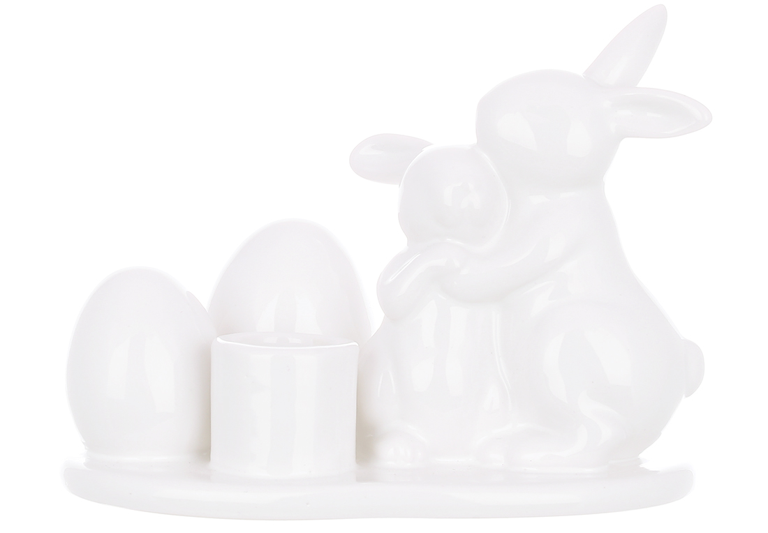 Свічник керамічний Кролики 13*8.5*10см, колір - білий