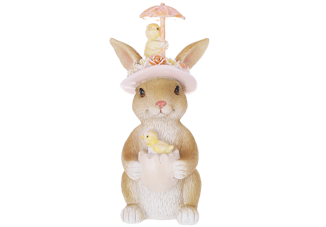 Декоративна статуетка Кролик із парасолькою на капелюсі 7,5*7*14,5см