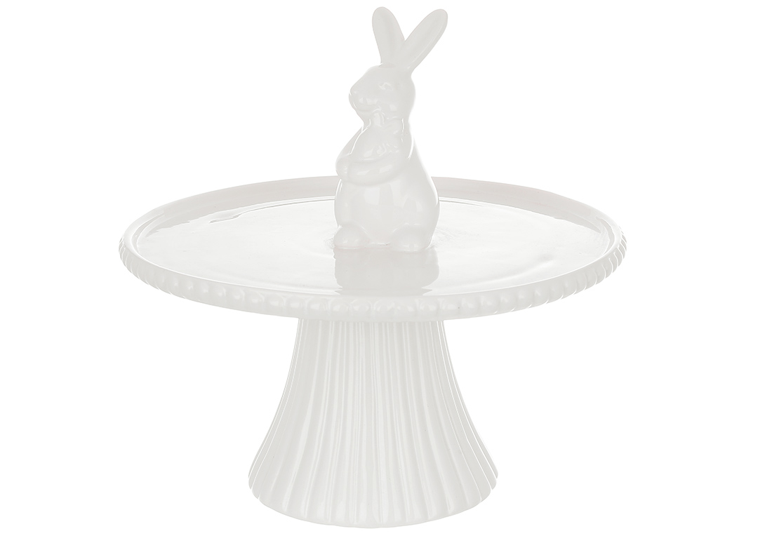 Підставка для пасок/пирожених керамічна Кролик з морквою, D22см, колір-білий 733-700 оптом