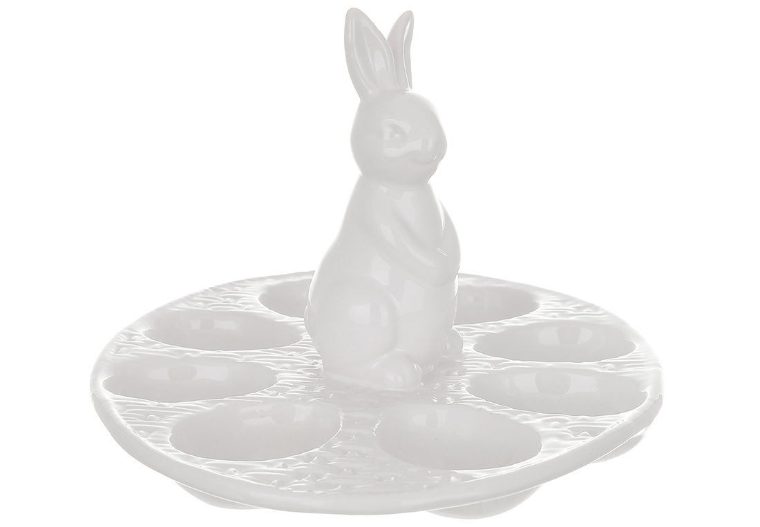 Підставка для 8-ми яєць керамічна Кролик, D26см колір - білий 733-701
