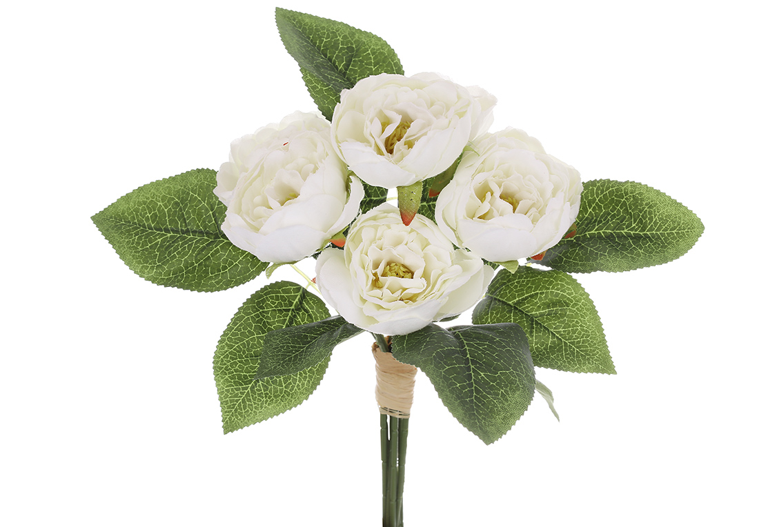 Букет піоноподібних троянд (7шт) довжина 30см, матеріал - пластик і тканина, білий
