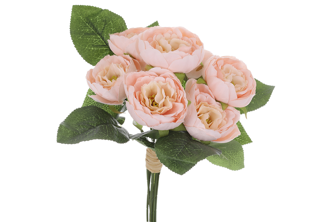Букет піоноподібних троянд (7шт) довжина 30см, матеріал - пластик і тканина, рожевий