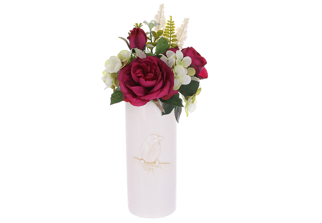 Декоративна композиція квіти у штучно зістареній вазі, 39см RM5-317 оптом