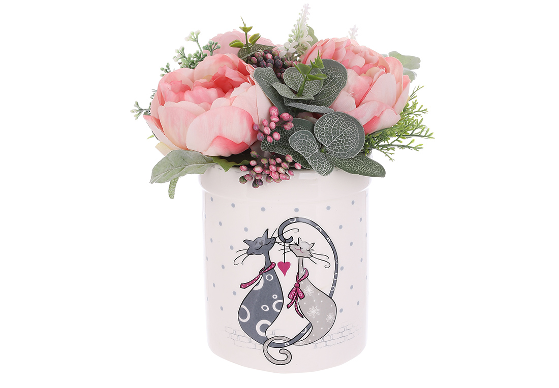 Декоративна композиція квіти у вазі, 24см RM5-319 оптом