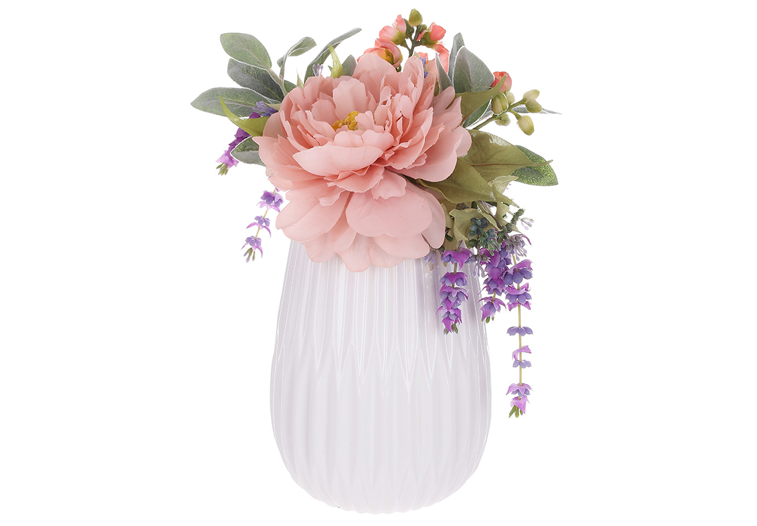 Декоративна композиція квіти у вазі, 29см RM5-324 оптом