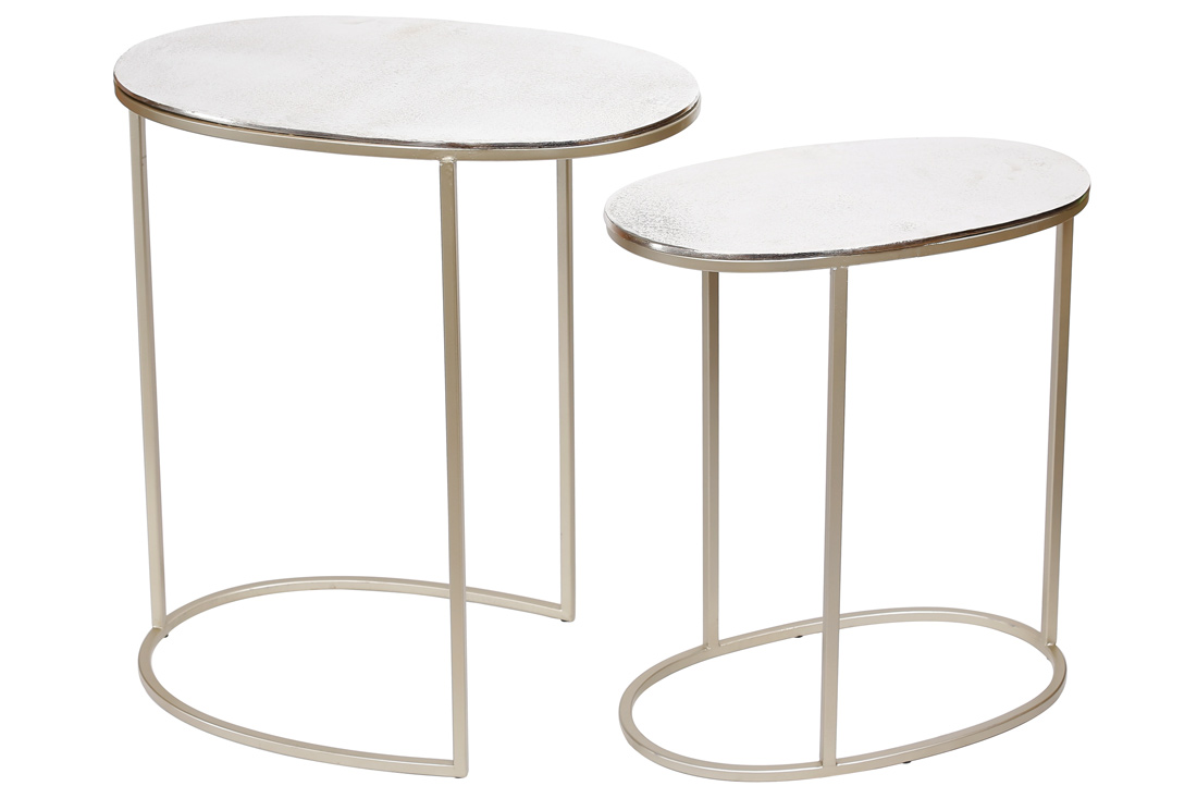 Набір (2шт) овальних столиків, 51см та 61см, колір - срібло 438-114 оптом