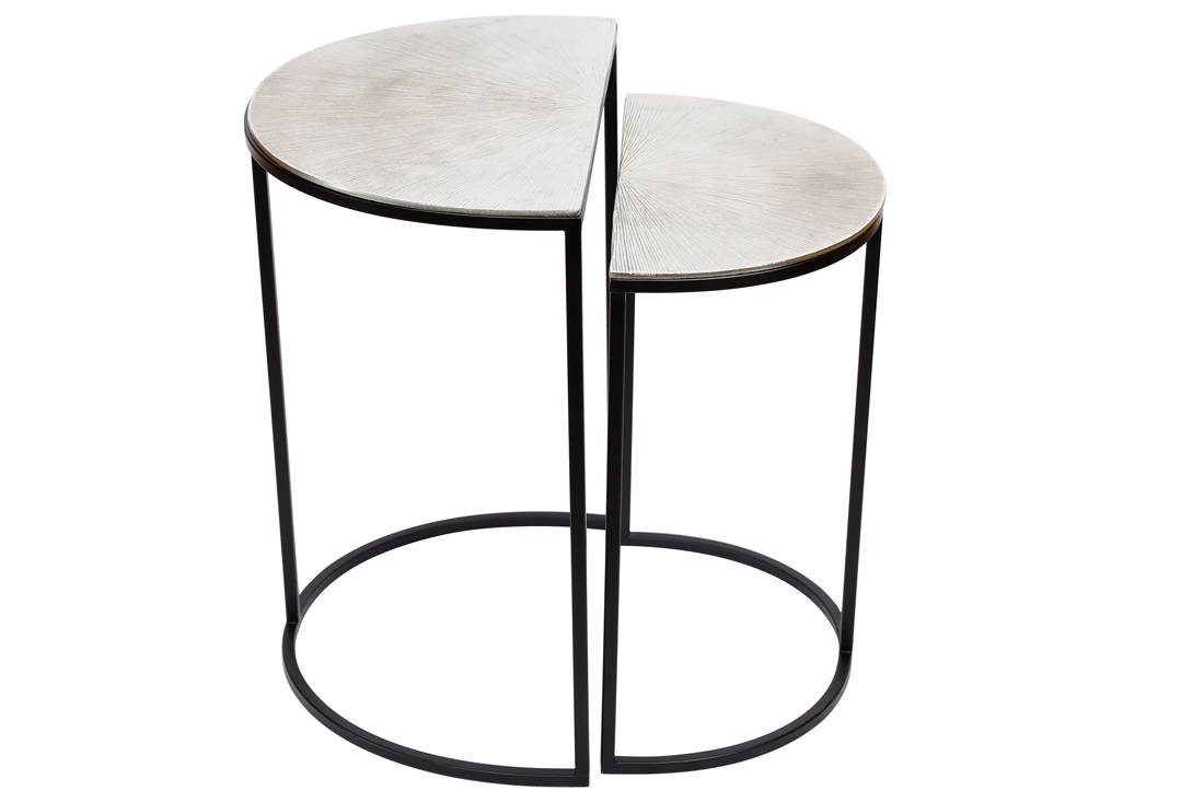 Набір (2шт) столиків напівкруглої форми, 49см та 55см, колір - срібло з чорним 438-117 оптом