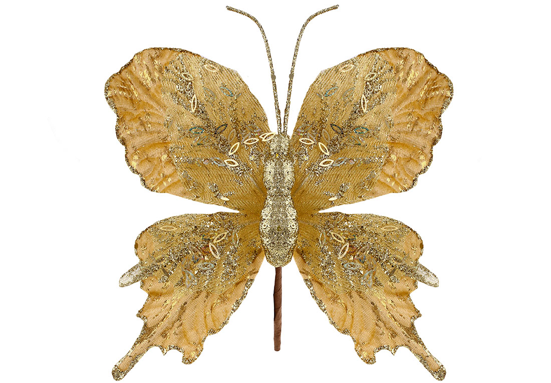 Оксамитовий метелик 26см, колір - амбер із золотом 839-834 оптом
