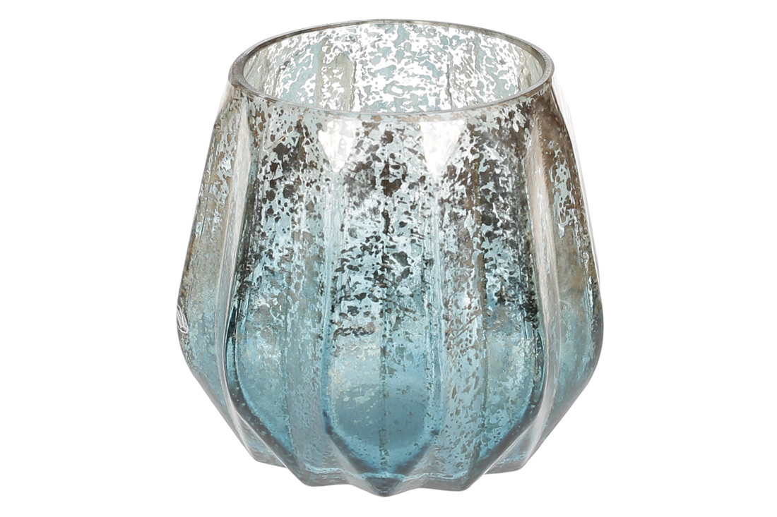 Свічник скляний, 11см, колір - блакитне срібло NY15-523 оптом