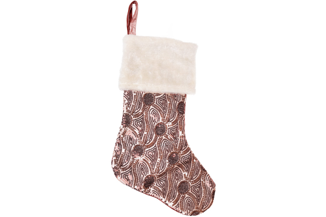 Декоративний новорічний чобіток для подарунків 53см, колір - шампань NY14-457 оптом