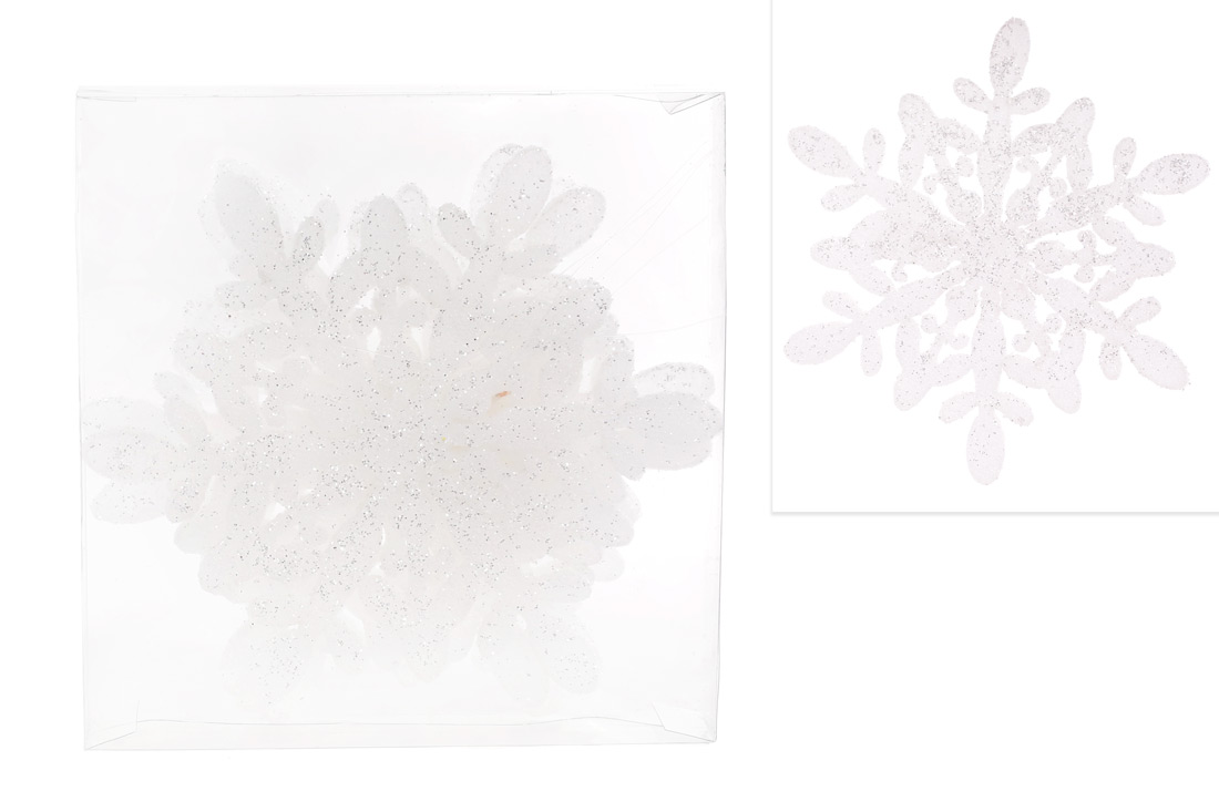 Набір декоративних сніжинок 15см, 4шт, колір - білий 787-075 оптом