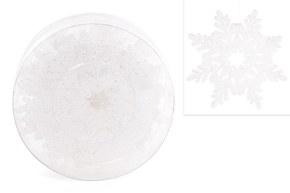 Набір декоративних сніжинок 10см, 8 шт, колір - білий 787-078 оптом