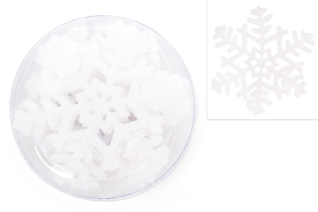 Набір декоративних сніжинок 10см, 4 шт, колір - білий 787-079 оптом