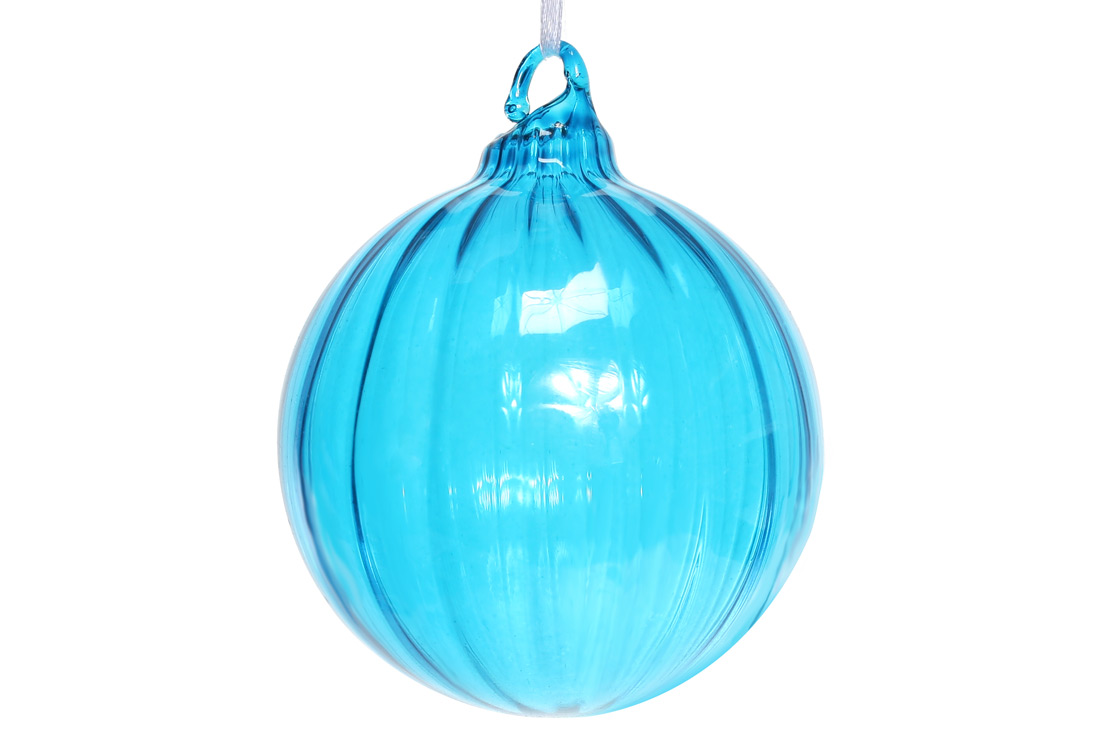 Ялинкова куля з прозорого скла, 8см, колір - блакитна блакить 115-079 оптом