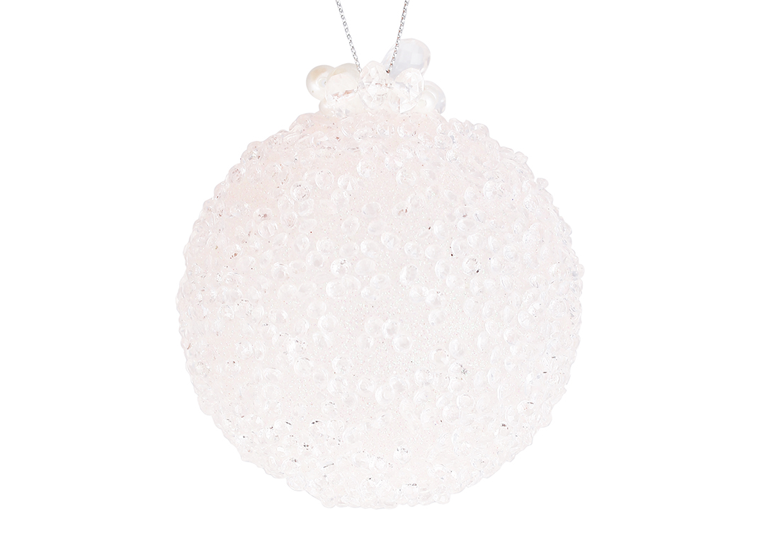 Ялинкова куля з цукровим покриттям з кристалами та перлами 8см, колір - ніжно-рожевий 115-099 оптом