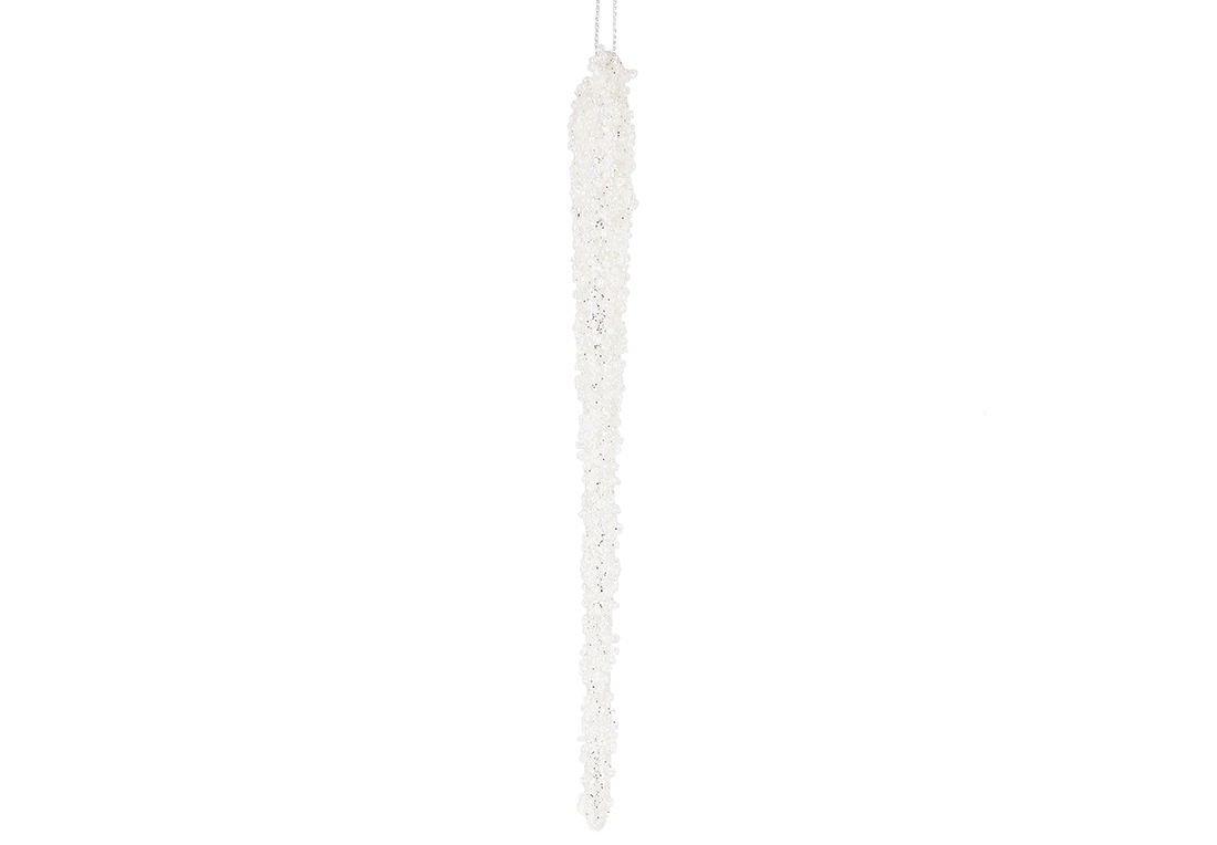Ялинкова прикраса Бурулька з декором з намистин, 20м, колір - білий 108-001 оптом