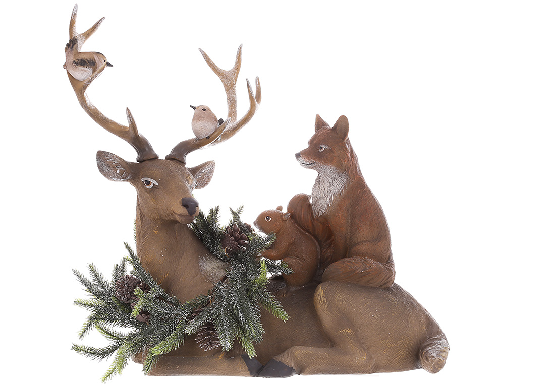 Новорічний декор з LED Олень з лісовими тваринами 59*28см 838-477 оптом