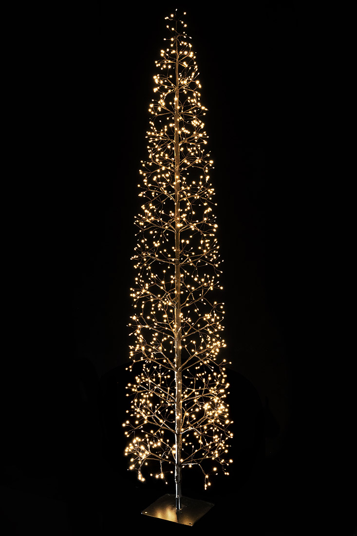 Світлодіодне дерево (1224 міні-LED, колір лампочок — теплий білий, режим мерехтіння), 210см, колір - чорний