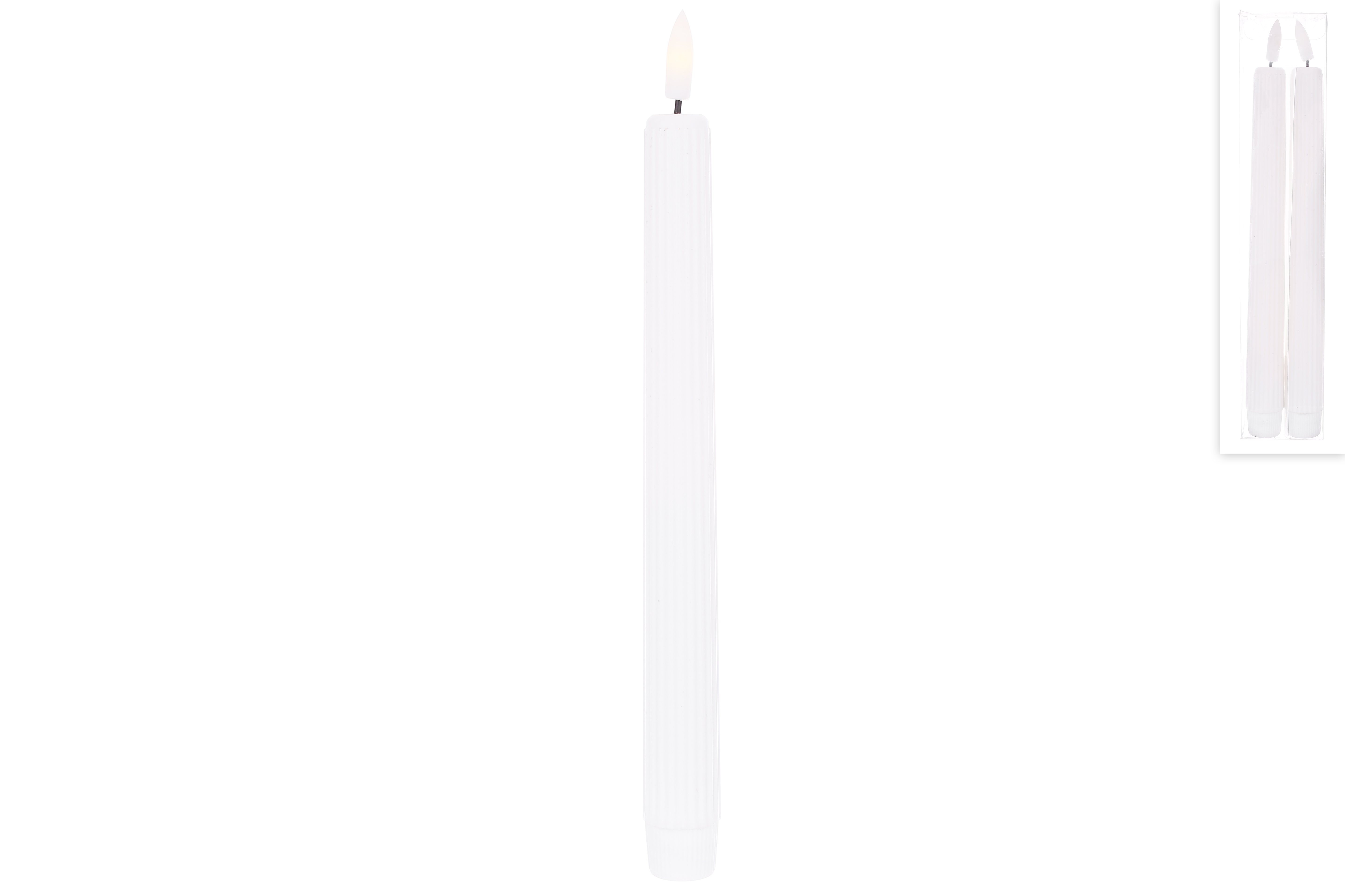 Світлодіодна столова свічка - набір 2 шт 2.5*25.5см (2*ААА не входять до комплекту), тепле біле світло, колір - білий, матеріал - пластик 882-145 оптом