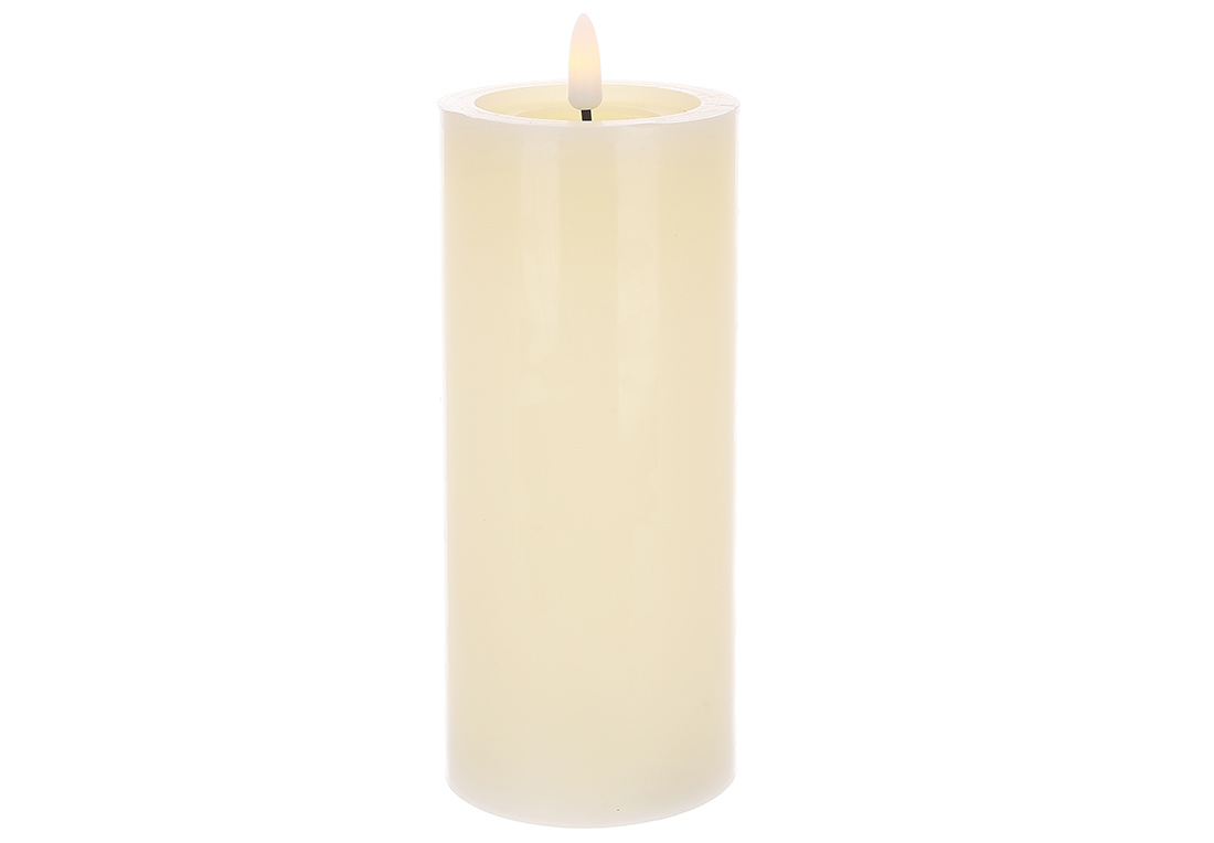 Світлодіодна воскова свічка з живим полум'ям 7.5*15см (2хАА не входять до комплекту), тепле біле світло, колір - vanilla 882-157
