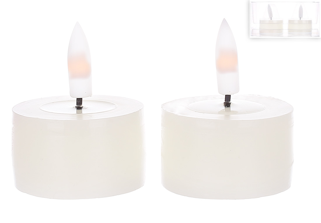 Світлодіодна воскова свічка з живим полум'ям - набір 2 шт,  4.5*5см (2хАА не входять до комплекту), тепле біле світло, колір - vanilla