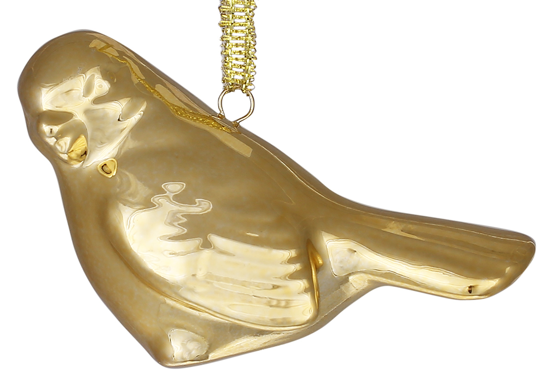 Підвісний порцеляновий декор Пташка 4*6*5см, колір - золото 727-377 оптом